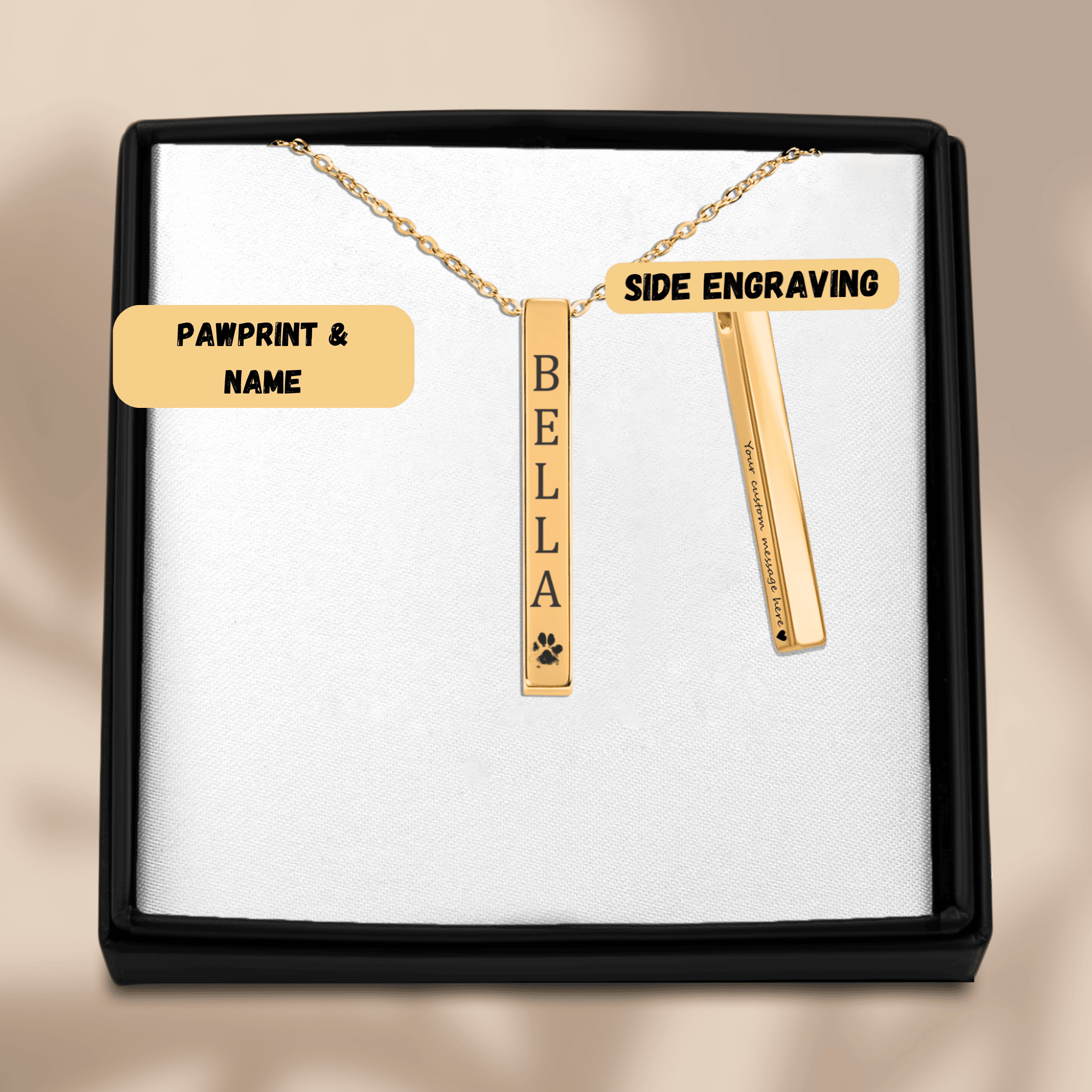 Pet Name & Paw Necklace