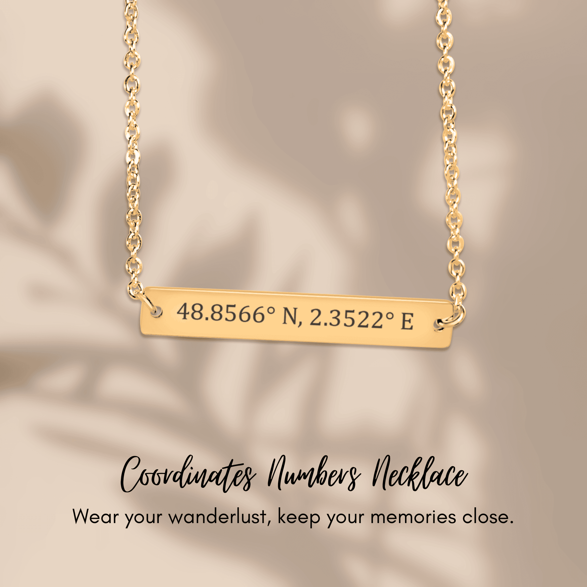 Custom Coordinates Numbers Horizontal Bar Necklace