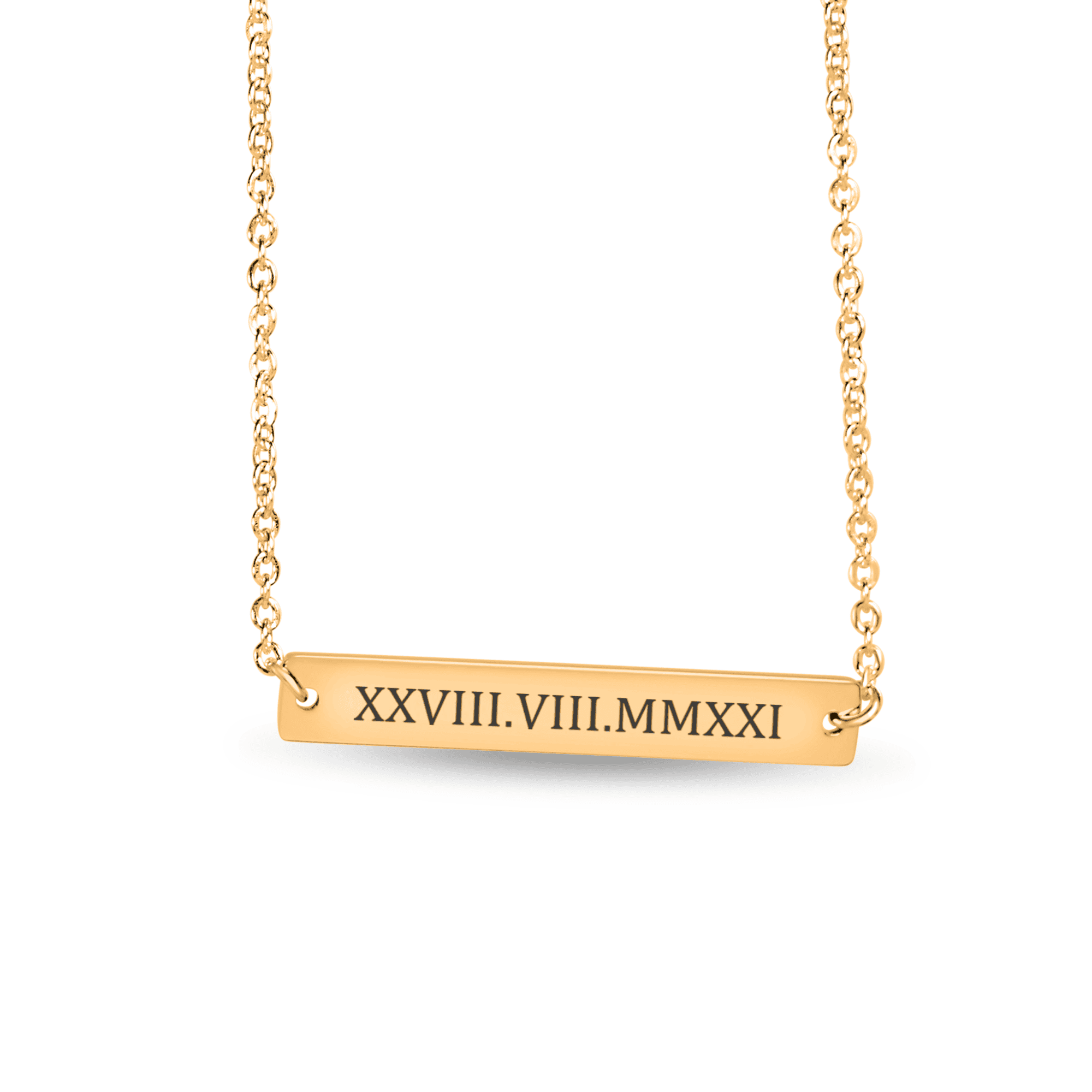 Custom Roman Numbers Horizontal Bar Necklace