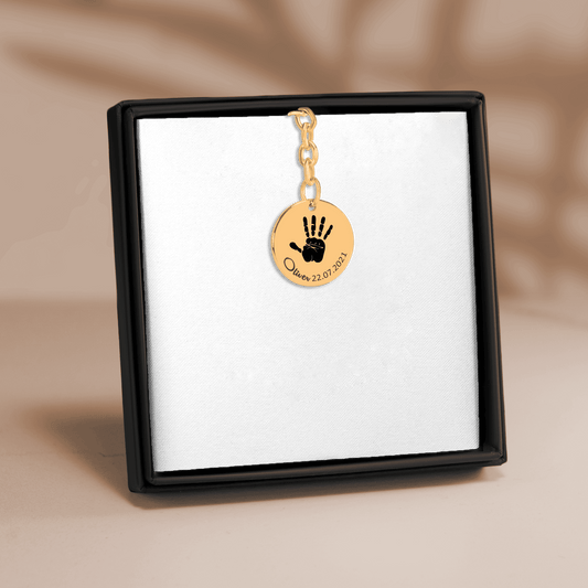 Actual Hand Print Coin Keychain