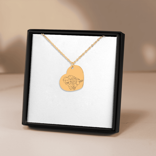 Line Art Portrait Heart Necklace