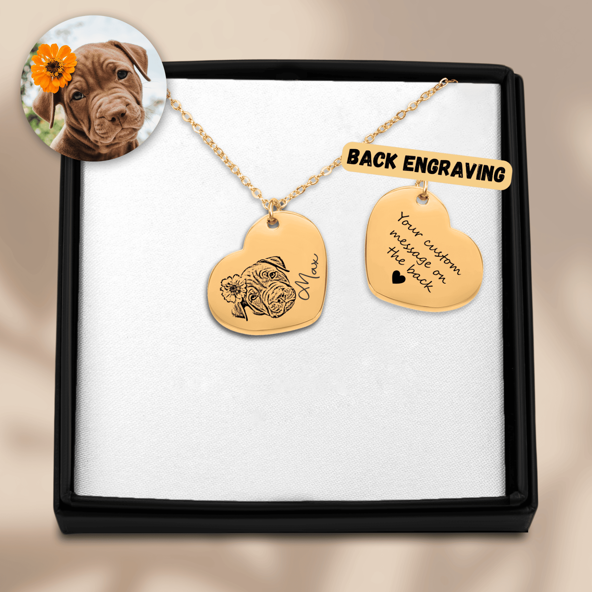 Pet Portrait Heart Necklace