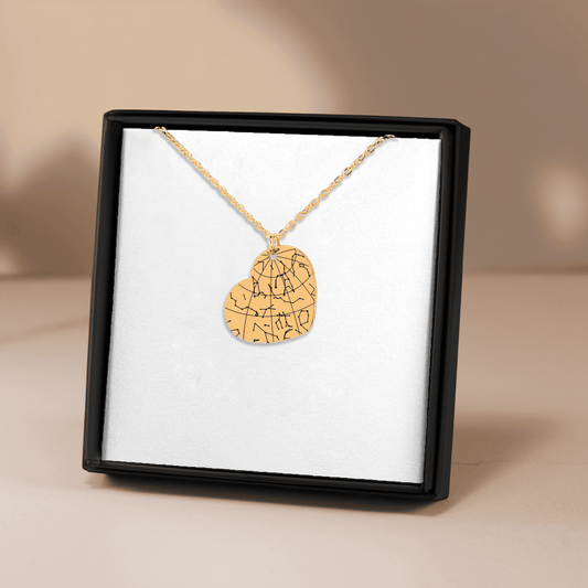 Custom Star Map Heart Necklace
