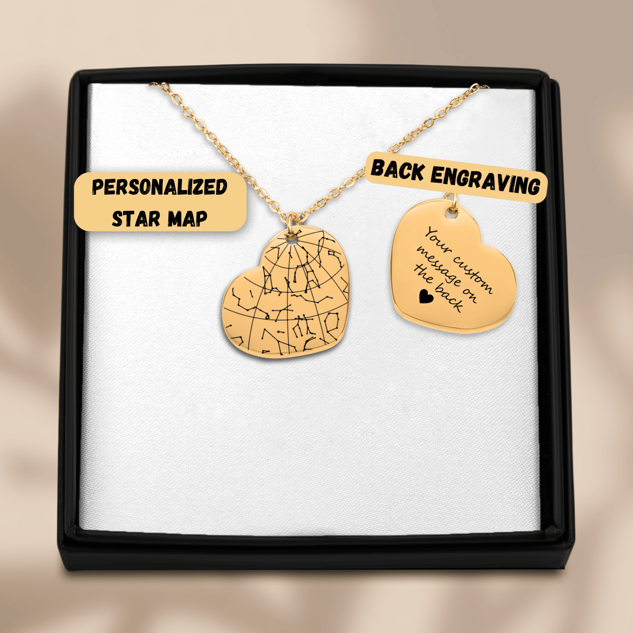 Custom Star Map Heart Necklace