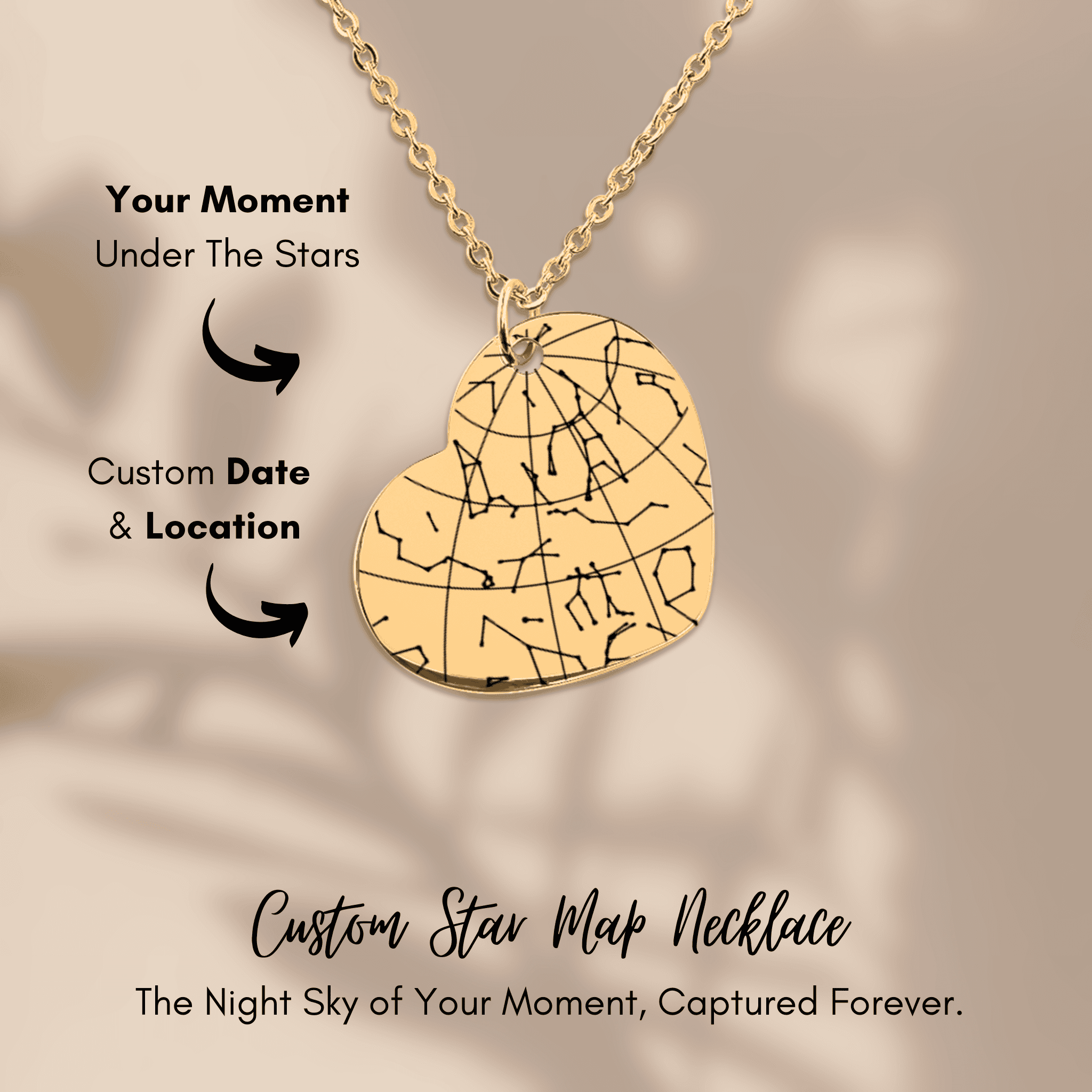 Custom Star Map Heart Necklace